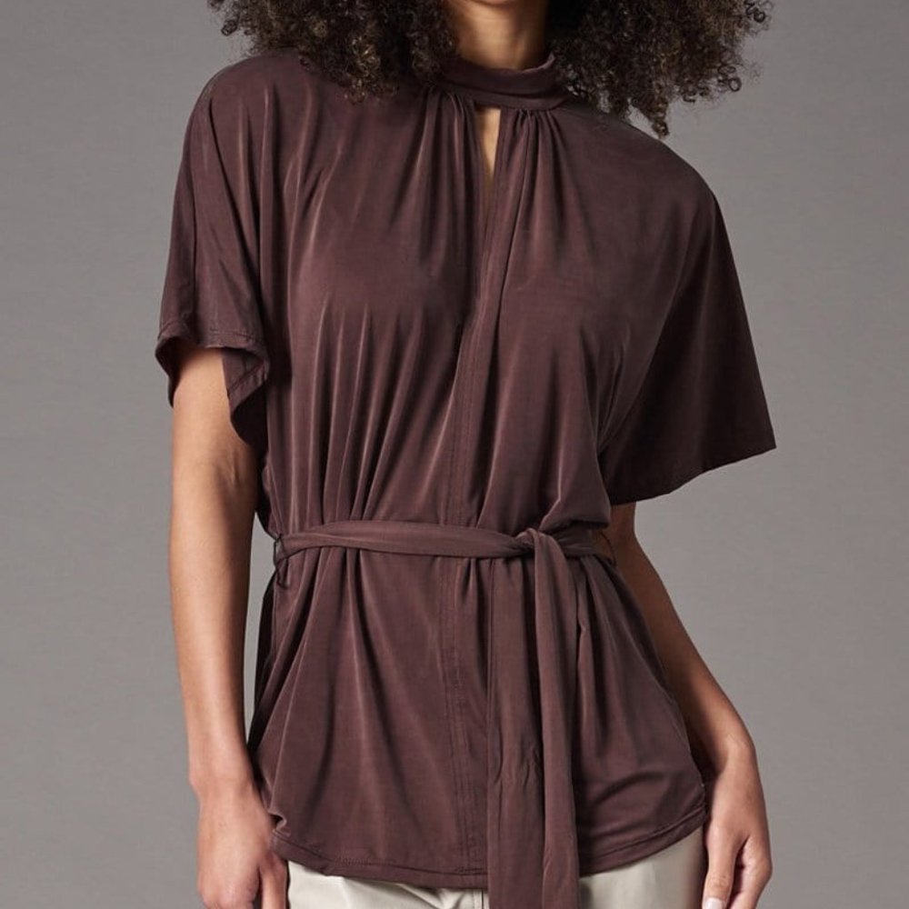 Lola & Sophie Brown Tie-Waist Top